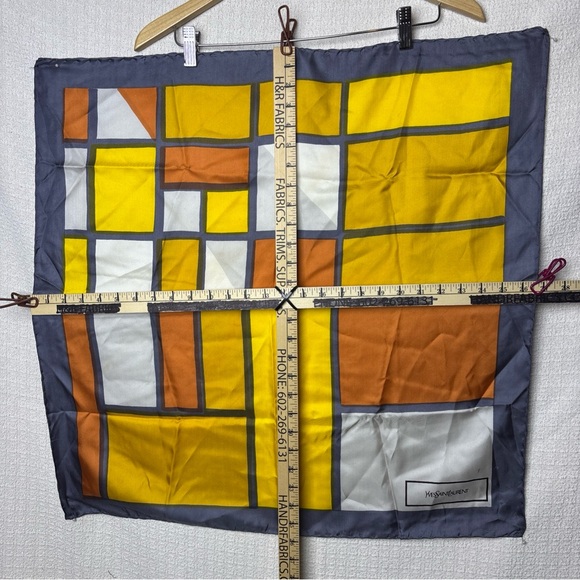 Yves Saint Laurent Geometric Yellow and Orange Scarf - Picture 8 of 10